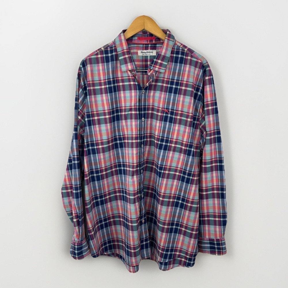 Tommy Bahama Performance Shirt Siesta Key Melbourne Madras Plaid Mens 2X - Picture 2 of 15
